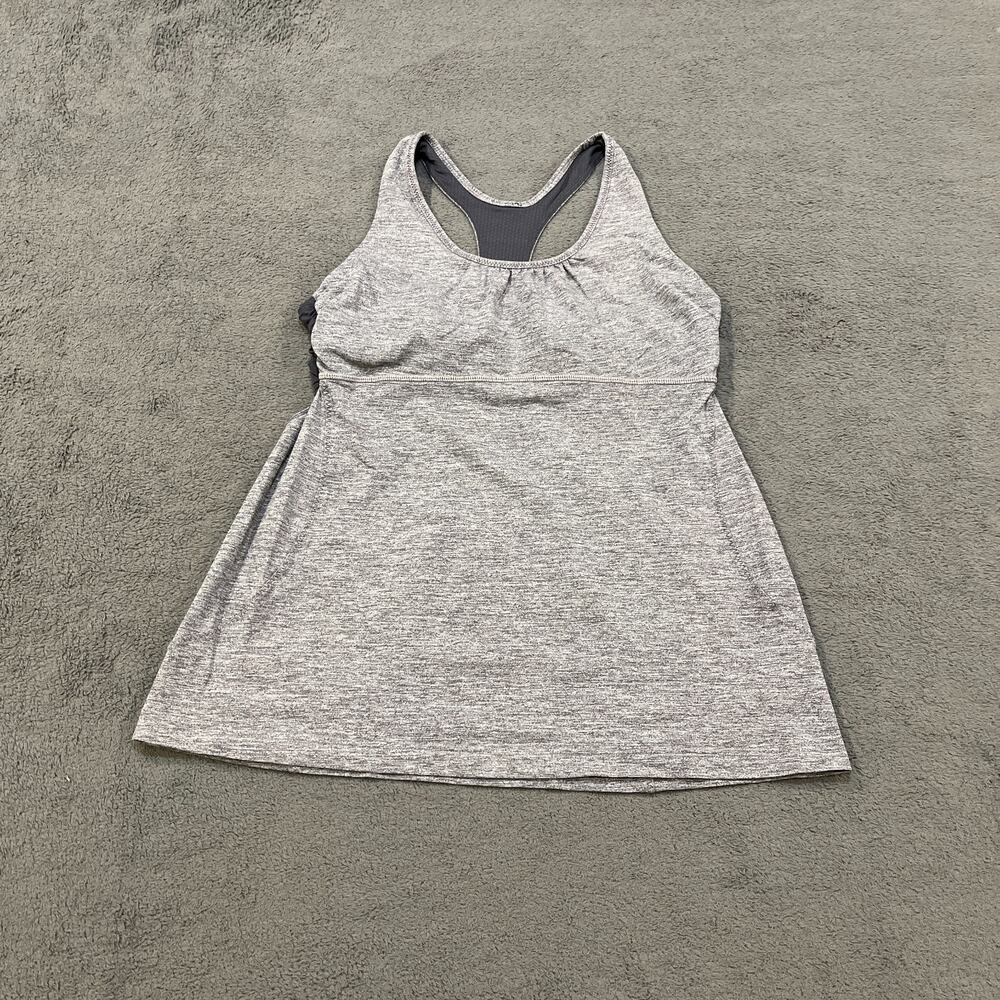 Lululemon Heathered Grey Racerback Workout Built In Bra Tank Top Women's Size 10